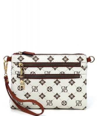 CM Monogram Multi Zip Clutch Crossbody Bag Wristlet CM2581 IVORY